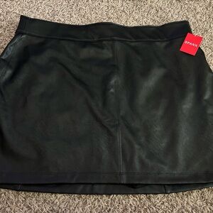 Spanx Leather-Like Mini Skirt Luxe Black A-Line Skorts 2X- new